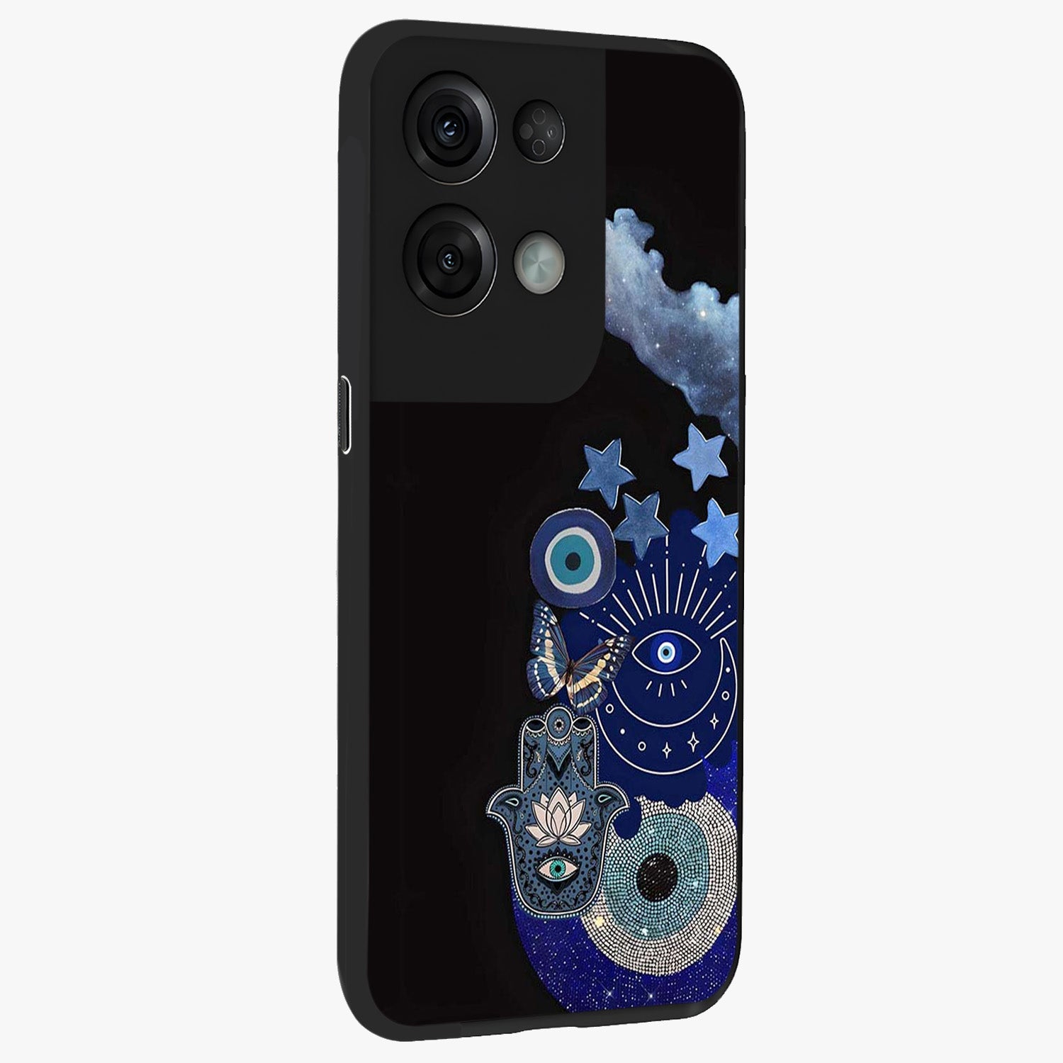 Galactic Charm Cluster Glass Case upright view showcasing glowing cosmic charm artwork with magical celestial style.