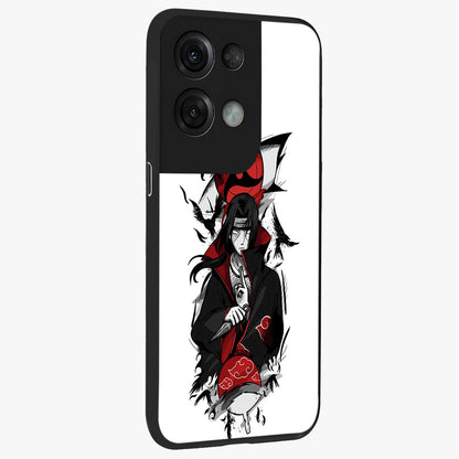 Itachi Limited Edition Naruto Anime Glass Case upright view showcasing intense anime artwork with powerful character theme.