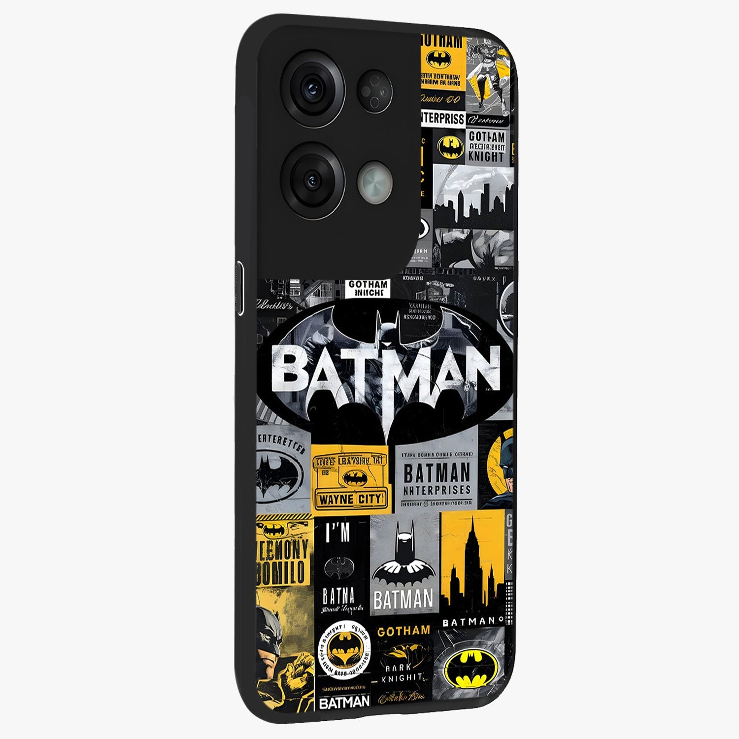 Knight Gotham Rise Glass Case upright view showcasing bold vigilante themed artwork with gothic city vibe.