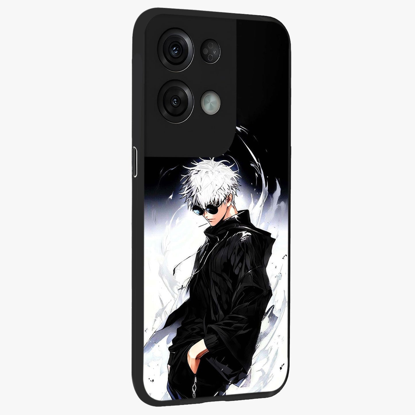 Limitless Shadow King Glass Case upright view showcasing bold shadow warrior artwork with epic fantasy theme.