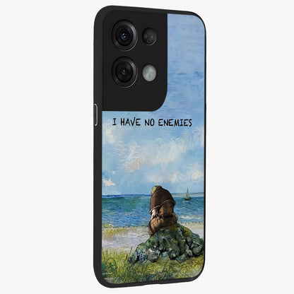 Peace Beyond War Glass Case upright view showcasing powerful peace symbol artwork with inspirational theme.