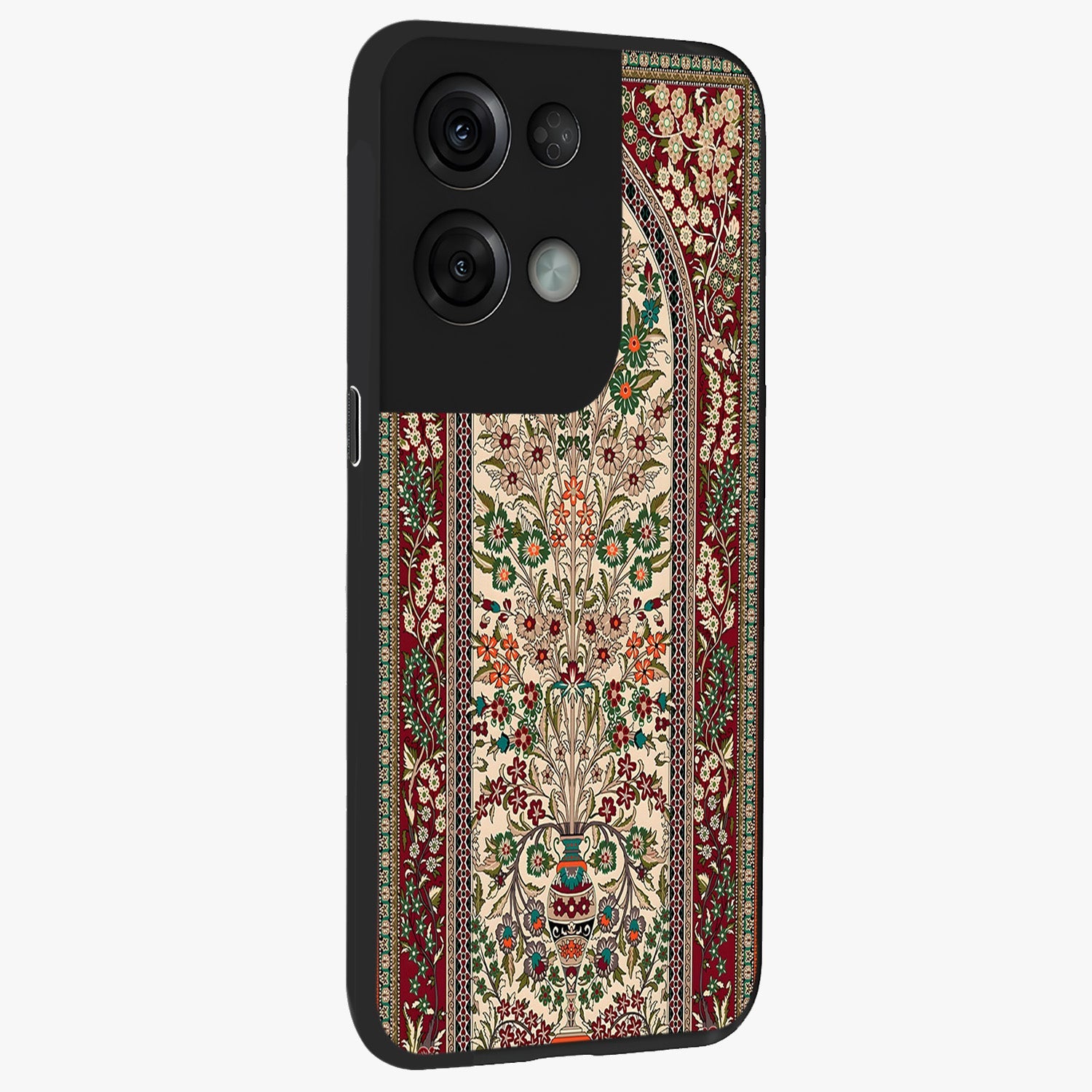 Persian Inspired Glass Case upright view showcasing decorative Persian artwork with rich heritage theme.