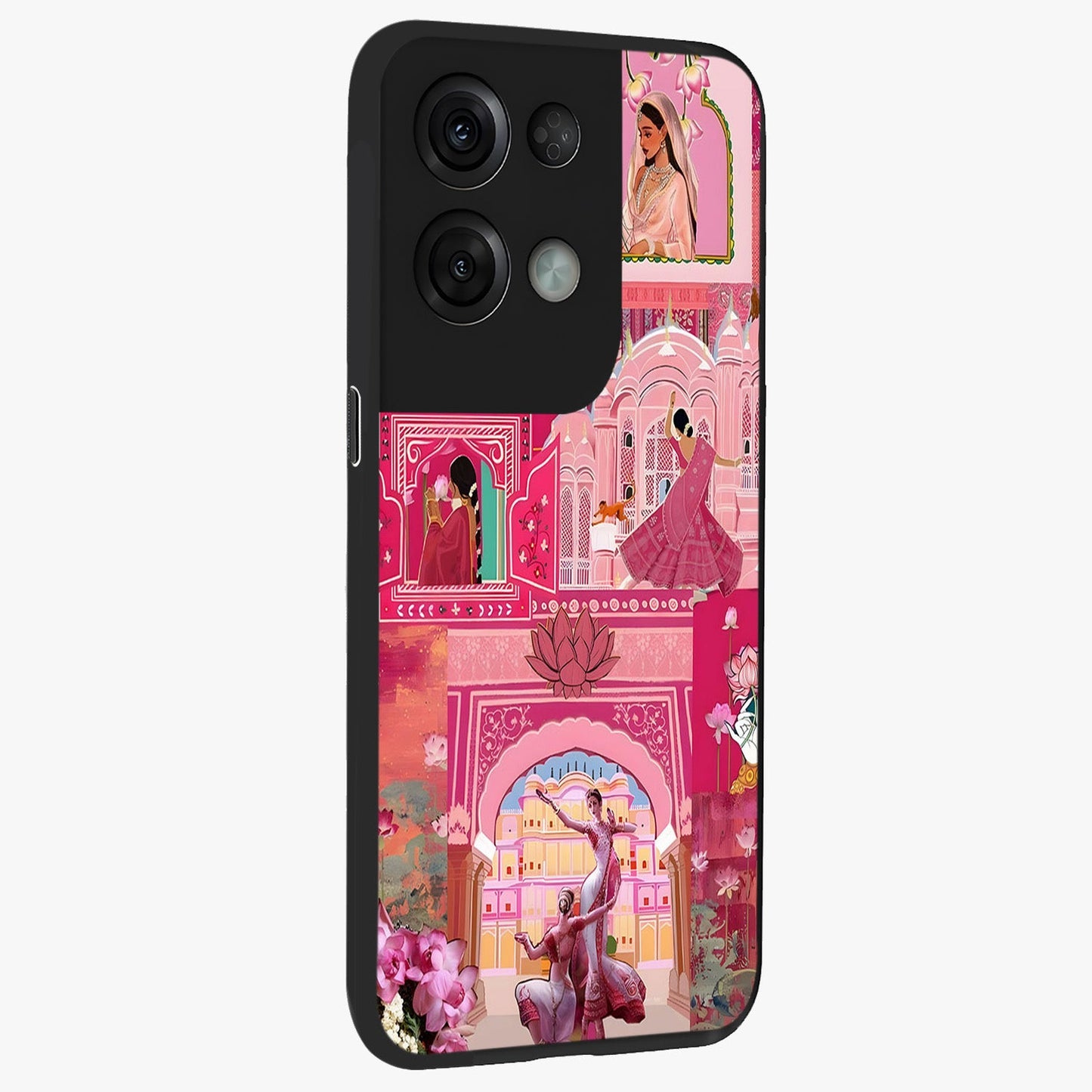 Pink Palace Muse Glass Case upright view showcasing artistic palace artwork with graceful royal theme.