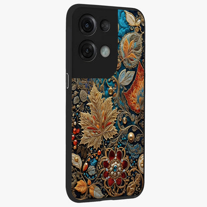 Royal Jewel Garden Glass Case upright view showcasing rich floral artwork with luxurious garden theme.