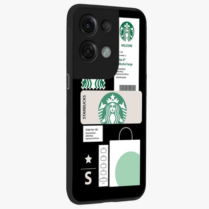 Starbucks Mocha Glass Case upright view showcasing trendy coffee inspired artwork with modern lifestyle theme.