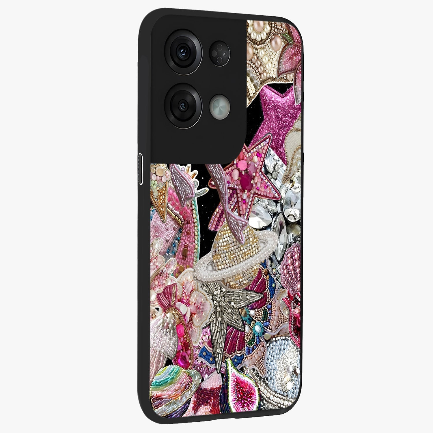 Starlit Jewel Dream Glass Case upright view showcasing radiant star inspired artwork with magical night theme.