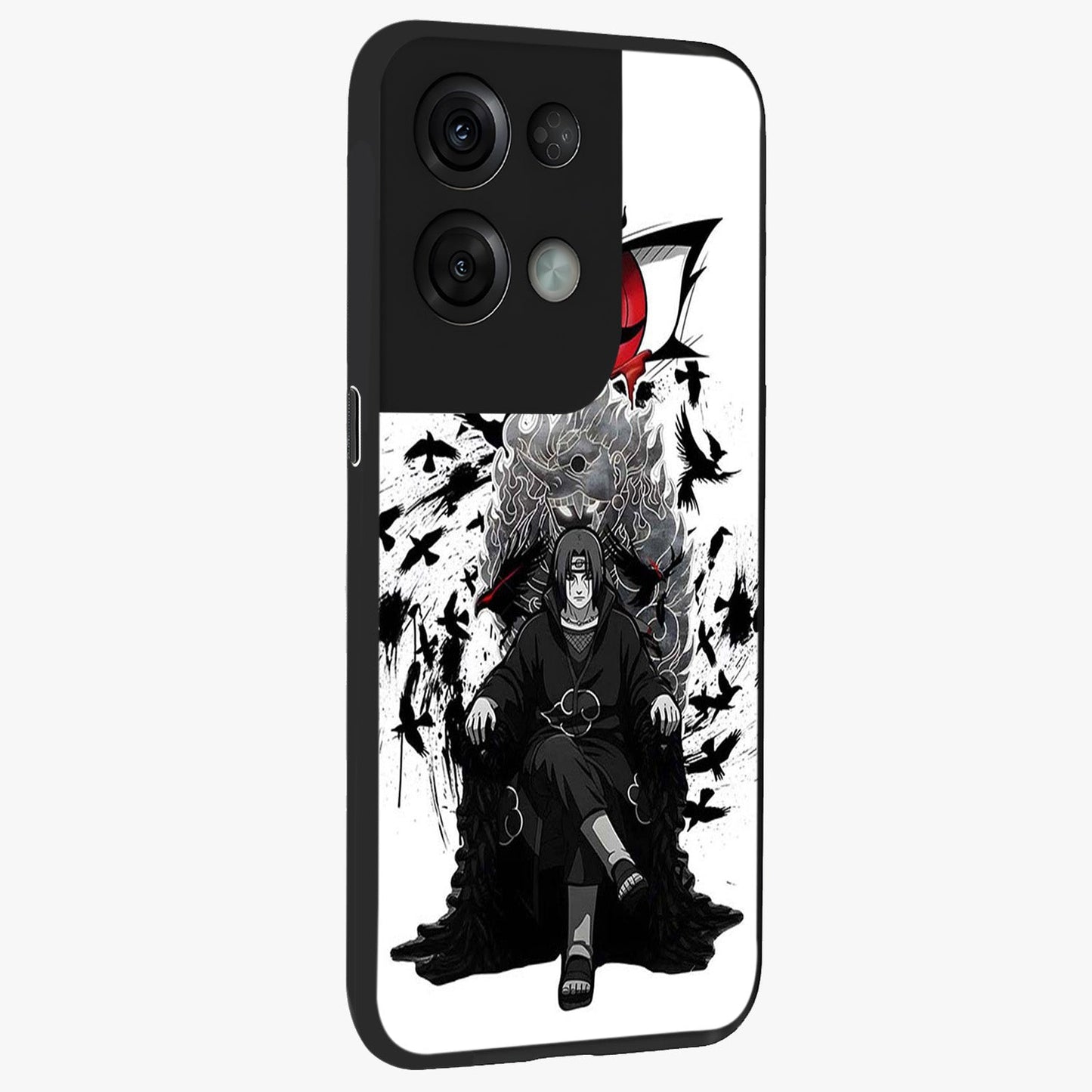 Uchiha Shadow Throne Glass Case upright view showcasing magical underwater galaxy artwork with vibrant cosmic theme.