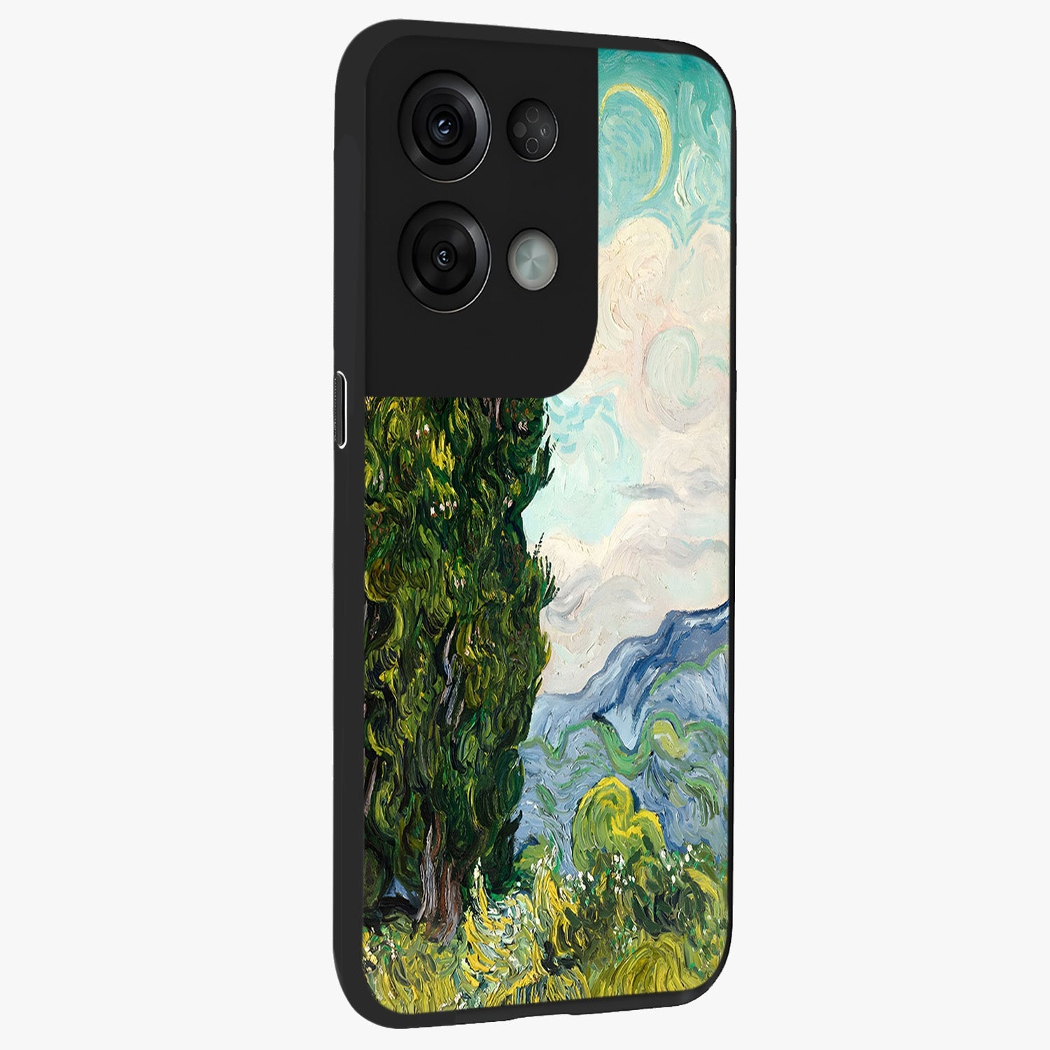 Van Gogh Vintage Art Glass Case upright view showcasing elegant vintage painting artwork with artistic heritage theme.