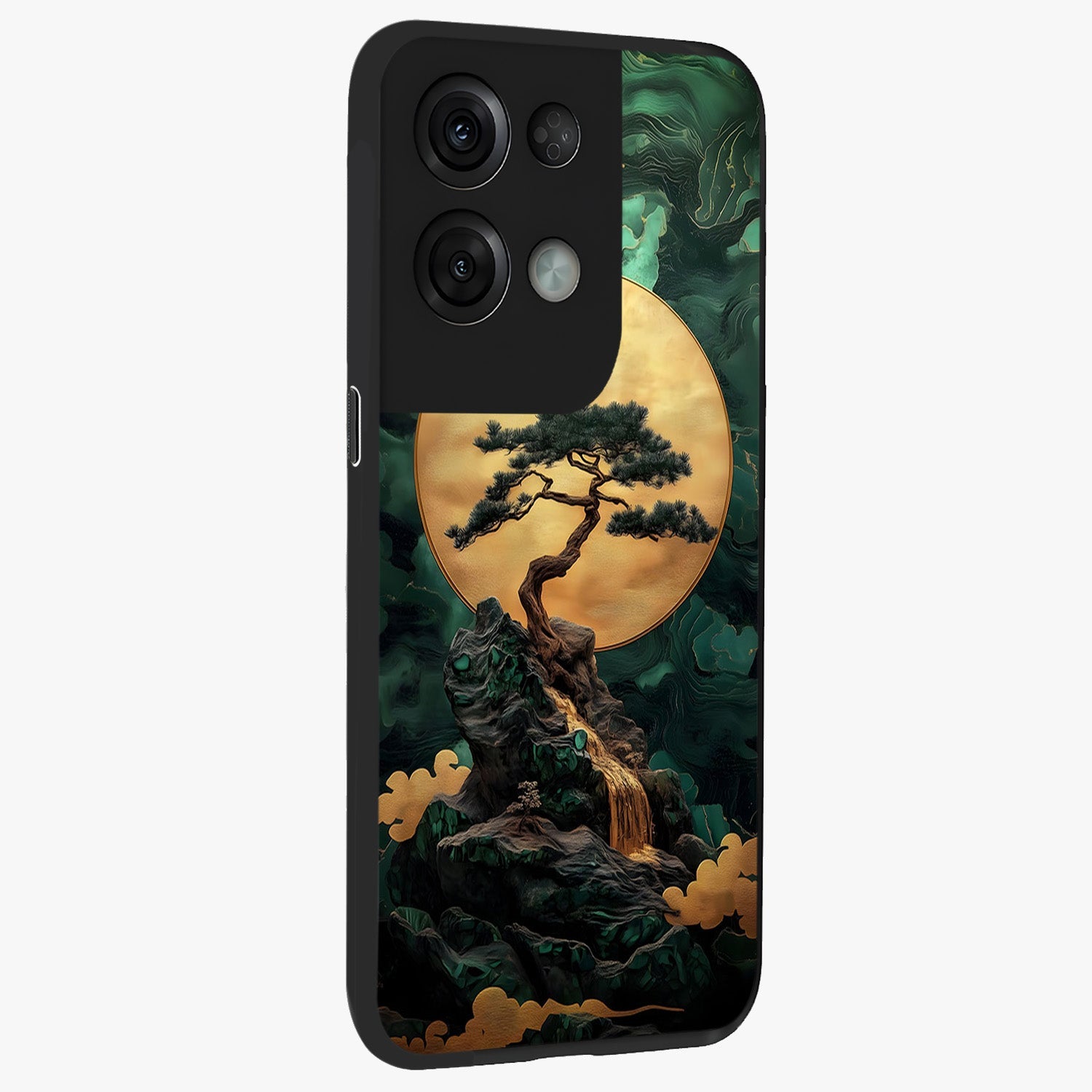 Zen Moon Rise Glass Case upright view showcasing serene moon artwork with tranquil night theme.