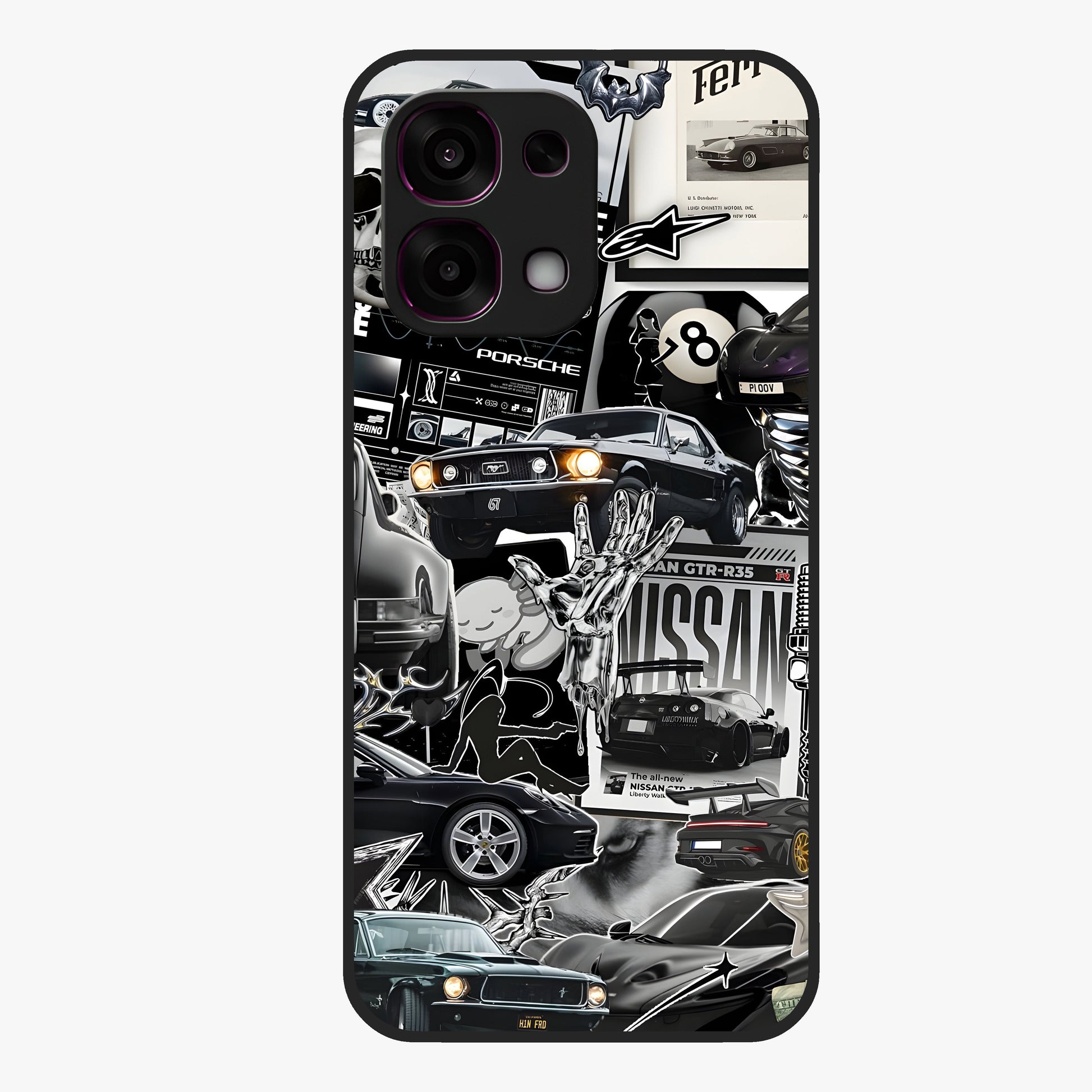 Aesthetic Dark Love Glass Case showing flat back view with dark romantic artwork and glossy glass finish.