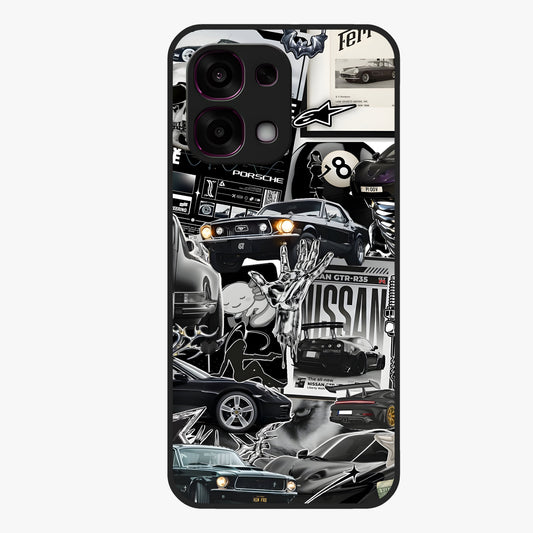 Aesthetic Dark Love Glass Case showing flat back view with dark romantic artwork and glossy glass finish.