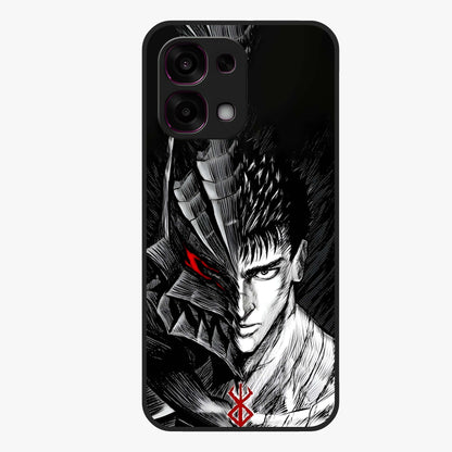 Berserker Blood Oath Glass Case showing flat back view with fierce warrior inspired artwork and glossy glass finish.