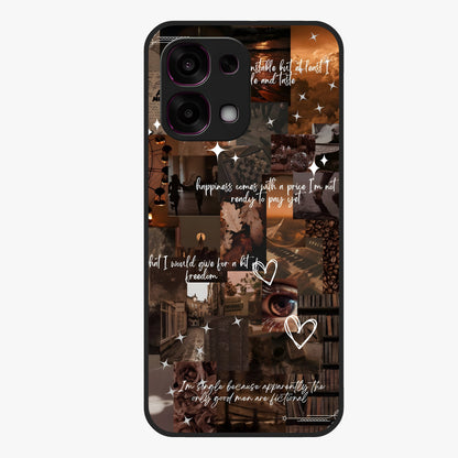 Bittersweet Aesthetic Chaos Glass Case showing flat back view with artistic chaotic aesthetic design and glossy glass finish.