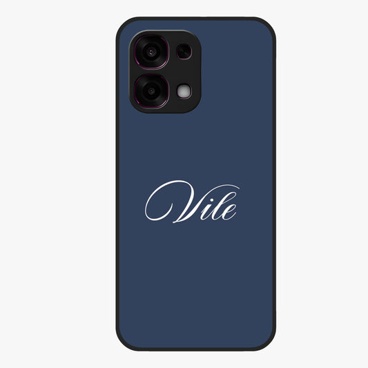 Blue Background Personalized Custom Name Glass Case showing flat back view with minimal blue background and custom name design.