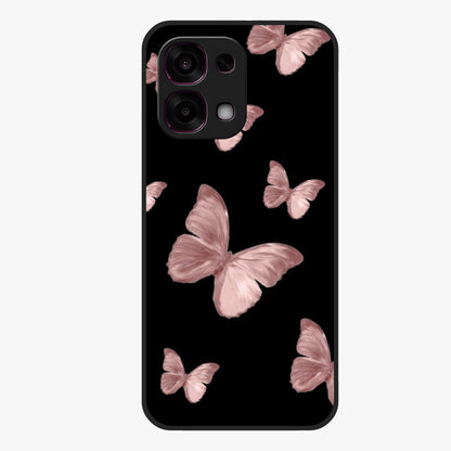 Butterfly Pattern Glass Case showing flat back view with elegant butterfly pattern artwork and glossy glass finish.