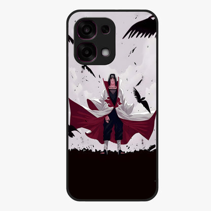 Crimson Crow Ascension Glass Case showing flat back view with mystical crow artwork and glossy glass finish.