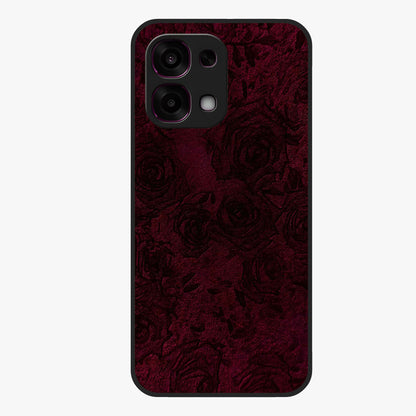 Crimson Fade Flow Glass Case showing flat back view with flowing crimson gradient artwork and glossy glass finish.