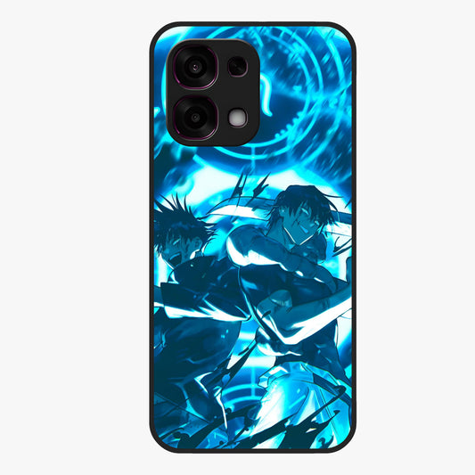 Cursed Energy Clash Glass Case showing flat back view with intense cursed energy artwork and glossy glass finish.