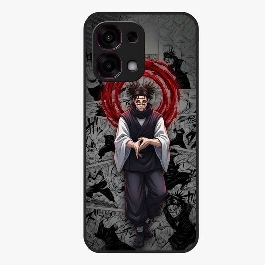 Cursed Ritual Ascension Glass Case showing flat back view with dark ritual themed artwork and glossy glass finish.