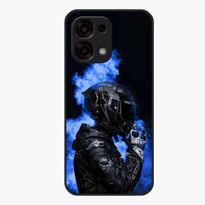 Cyber Sentinel Protocol Glass Case showing flat back view with futuristic cyber themed artwork and glossy glass finish.