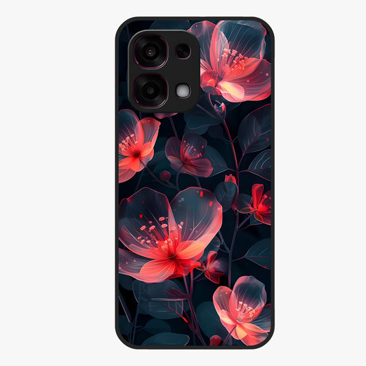 Dark Shade of Flower Glass Case showing flat back view with elegant dark floral artwork and glossy glass finish.