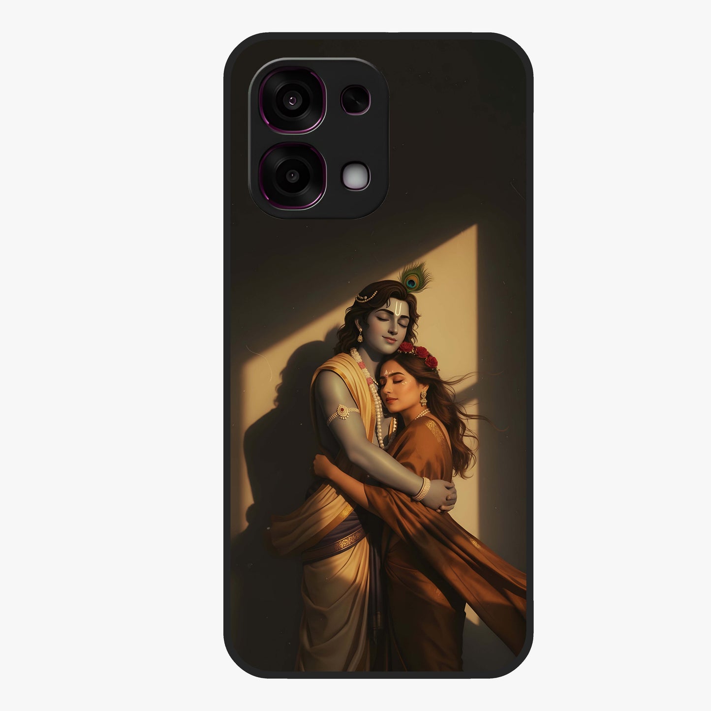 Divine Eternal Love Glass Case showing flat back view with spiritual love themed artwork and glossy glass finish.