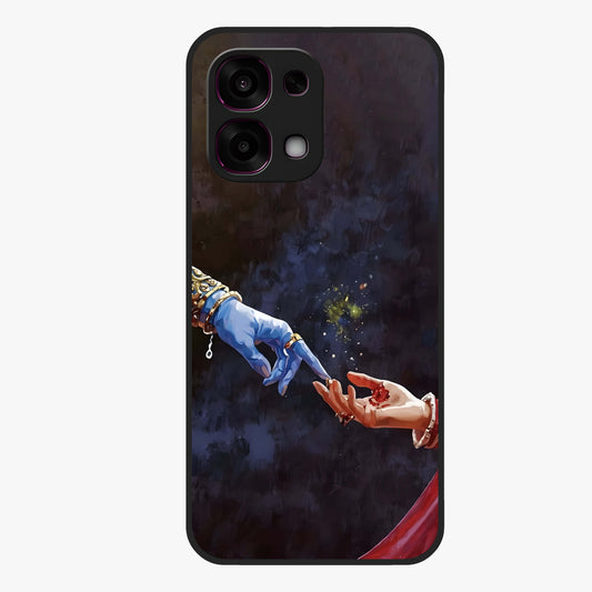 Divine Touch Eternal Glass Case showing flat back view with spiritual themed artwork and glossy glass finish.