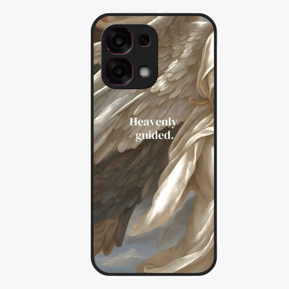 Divine Winged Grace Glass Case showing flat back view with elegant wing inspired artwork and glossy glass finish.