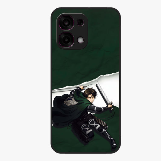 Emerald War Vanguard Glass Case showing flat back view with powerful warrior themed artwork and glossy glass finish.