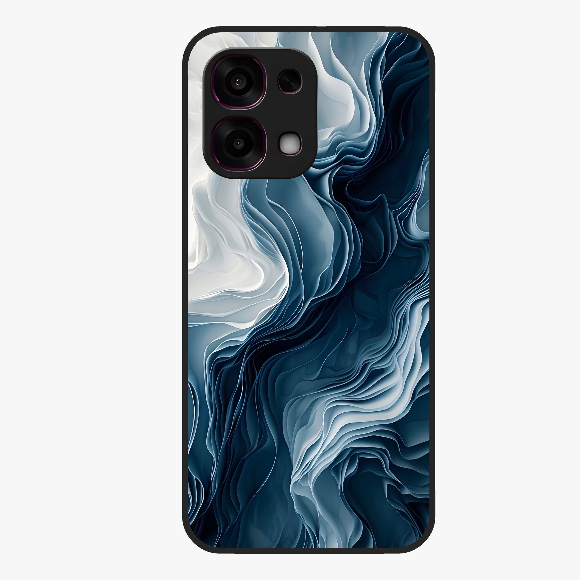 Ethereal Paper Marble Glass Case showing flat back view with soft marble paper texture artwork and glossy glass finish.