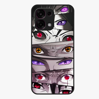 Eyes of Destiny Glass Case showing flat back view with striking eye themed artwork and glossy glass finish.