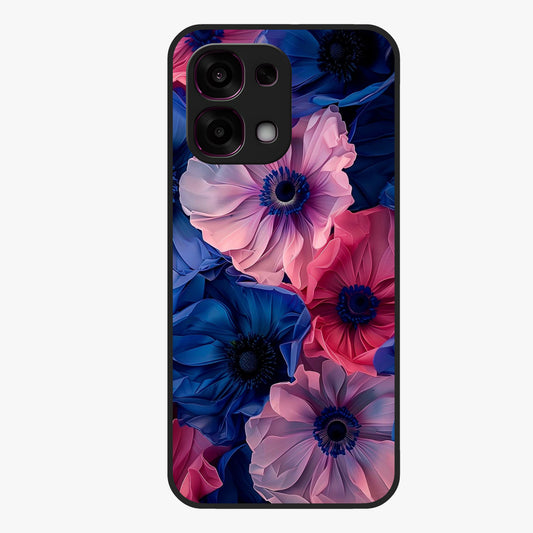 Flower Paper Art Pattern Glass Case showing flat back view with paper cut style floral artwork and glossy glass finish.