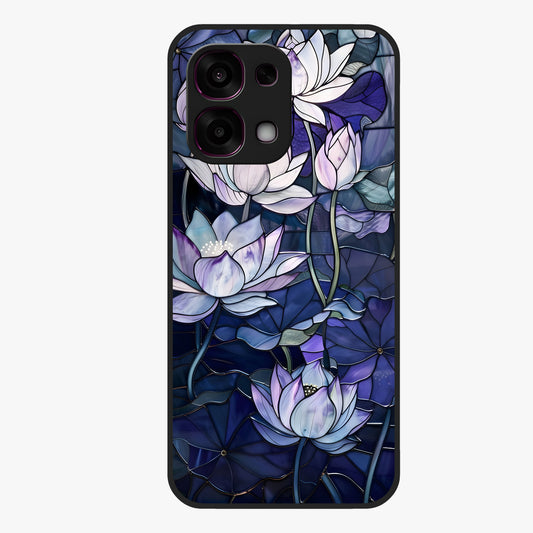 Gloss Petal Rush Glass Case showing flat back view with glossy flower petal artwork and smooth glass finish.