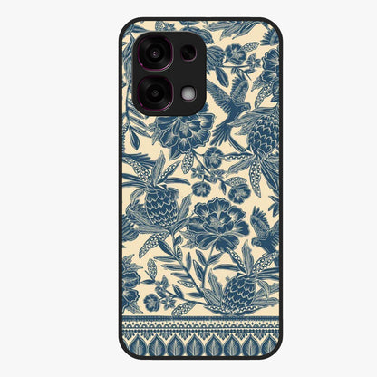 Heirloom Wild Bloom Glass Case showing flat back view with vintage inspired wild flower artwork and glossy glass finish.