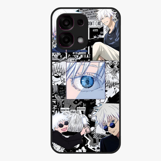 Infinity Sorcerer Chaos Glass Case showing flat back view with mystical sorcerer themed artwork and glossy glass finish.