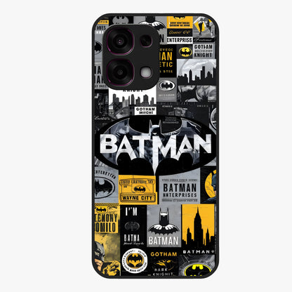 Knight Gotham Rise Glass Case showing flat back view with dark hero inspired artwork and glossy glass finish.