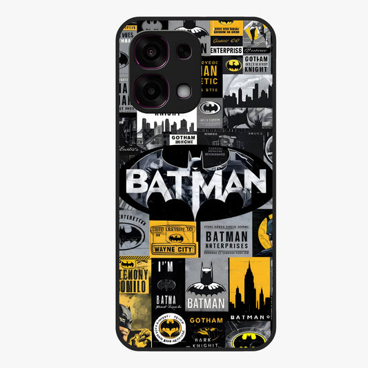 Knight Gotham Rise Glass Case showing flat back view with dark hero inspired artwork and glossy glass finish.