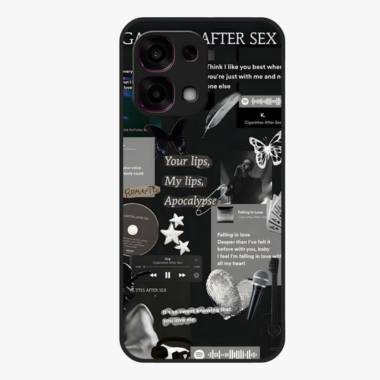 Midnight Love Echo Glass Case showing flat back view with romantic midnight themed artwork and glossy glass finish.