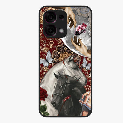 Moonlit Royal Stallion Glass Case showing flat back view with majestic horse under moonlight artwork and glossy glass finish.