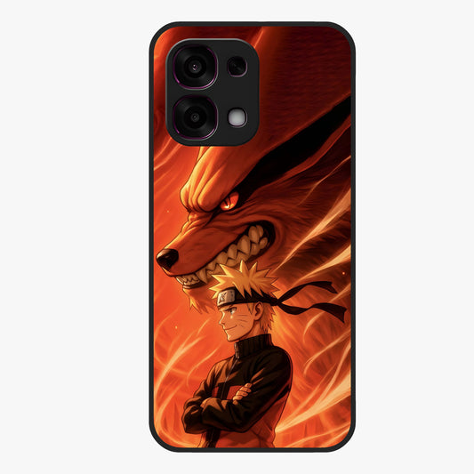Nine Tails Legacy Glass Case showing flat back view with powerful nine-tailed fox inspired artwork and glossy glass finish.
