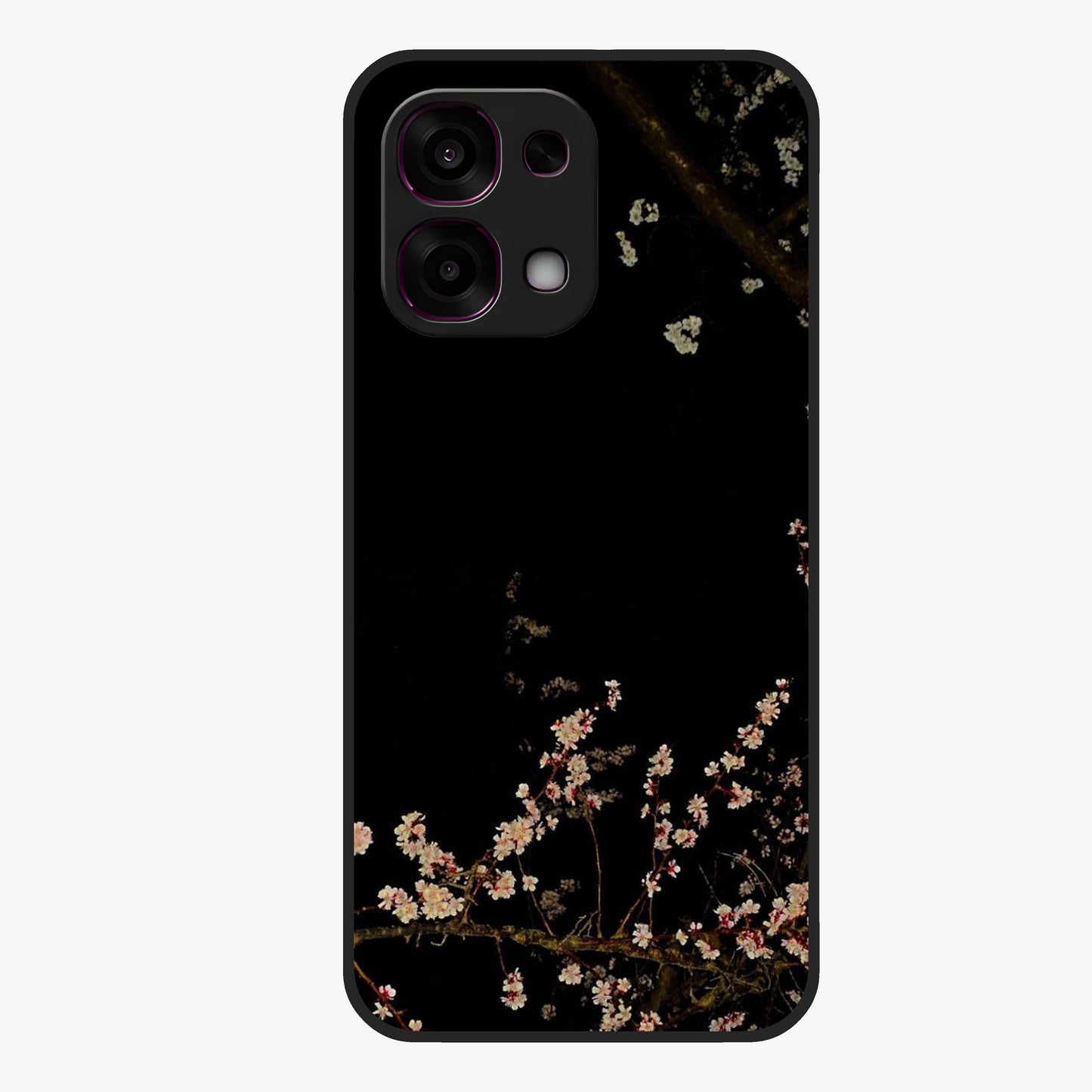 Petal Moon Light With Custom Name Glass Case showing flat back view with floral moonlight artwork and personalized name design.