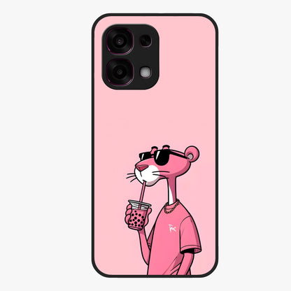 Pink Panther Glass Case showing flat back view with iconic pink panther artwork and glossy glass finish.