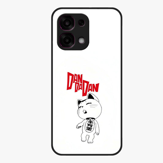 Playful Spirit Charm Glass Case showing flat back view with cheerful charm themed artwork and glossy glass finish.