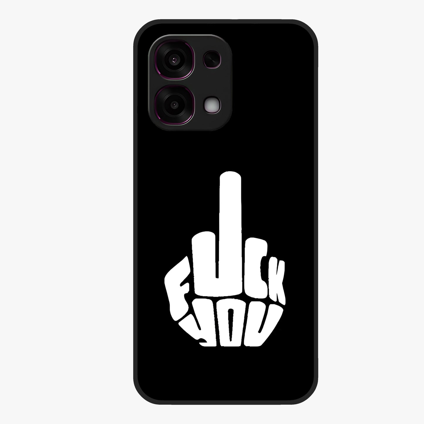 Rebel Mode On Glass Case showing flat back view with bold rebellious typography artwork and glossy glass finish.