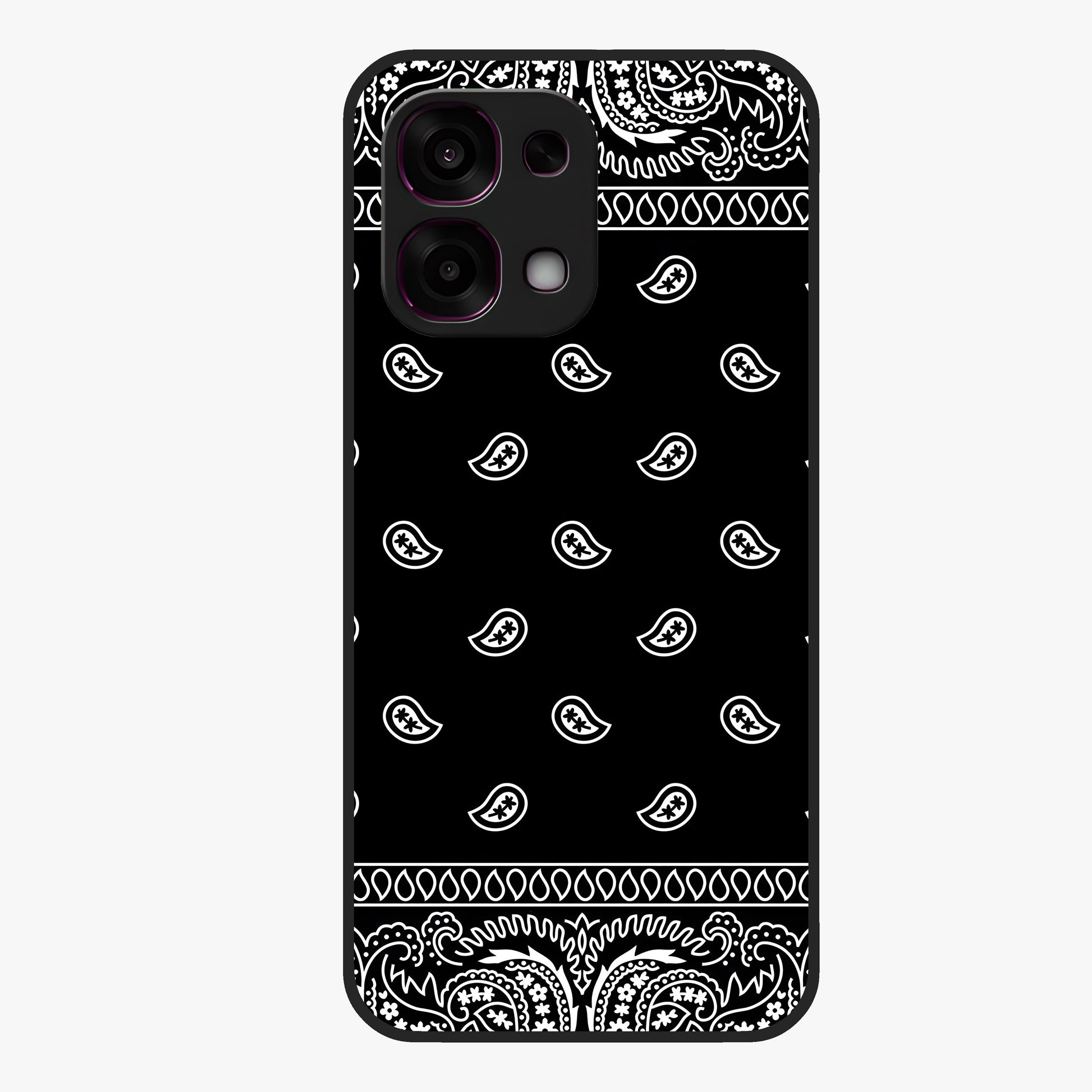 Retro Rebel Threads Glass Case showing flat back view with vintage street style artwork and glossy glass finish.