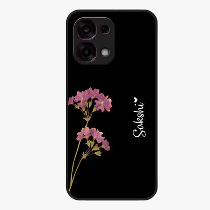 Riching Lavender Flower Custom Name Glass Case showing flat back view with lavender floral artwork and personalized name design.