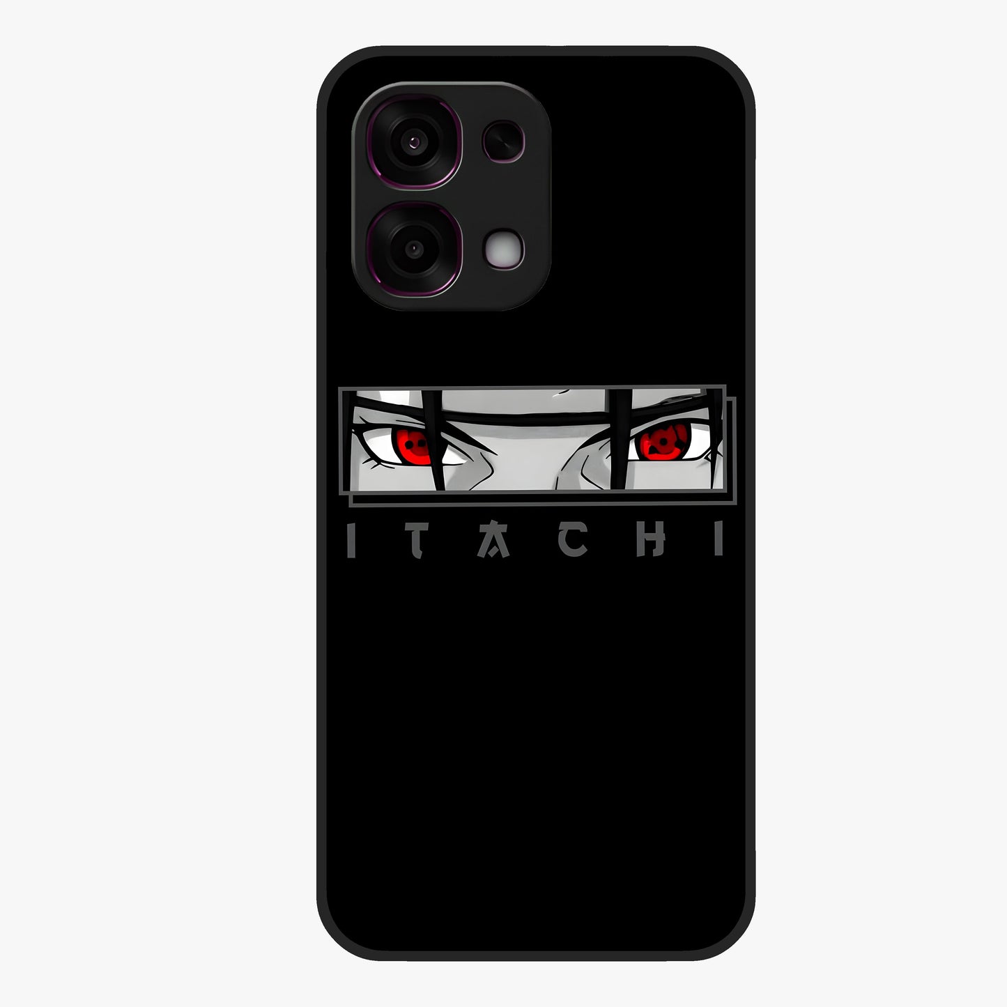 Scarlet Gaze Dominance Glass Case showing flat back view with striking red themed artwork and glossy glass finish.