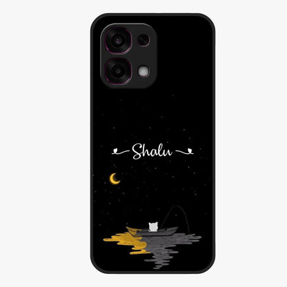Silent Night Row Glass Case showing flat back view with calm night themed artwork and glossy glass finish.