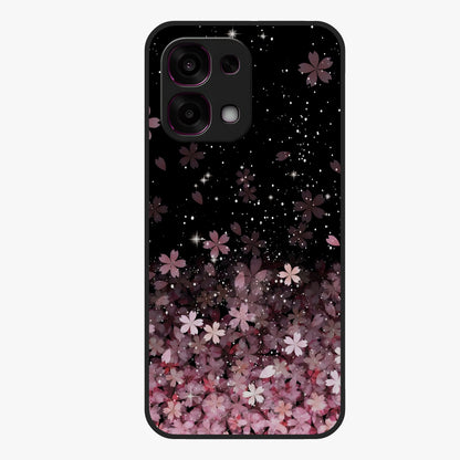 Small Starry Flowers Glass Case showing flat back view with delicate starry floral artwork and glossy glass finish.
