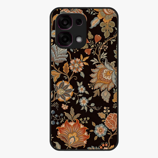 Vintage Floral Dream Glass Case showing flat back view with classic floral artwork and glossy glass finish.